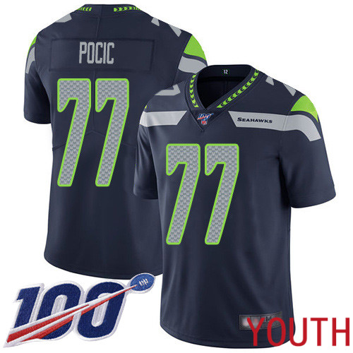 Seattle Seahawks Limited Navy Blue Youth Ethan Pocic Home Jersey NFL Football #77 100th Season Vapor Untouchable->youth nfl jersey->Youth Jersey